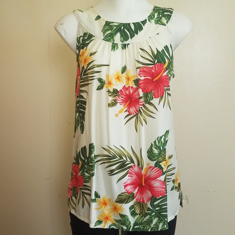 Retro 1960s70s Hawaii Tropical Tunic Top